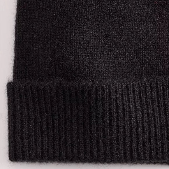 Charter Club 100% Classic Black Cashmere Cuffed Beanie - Picture 3 of 3
